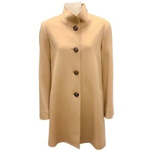 FLEURETTE CAMEL BUTTON FRONT WOOL COAT
